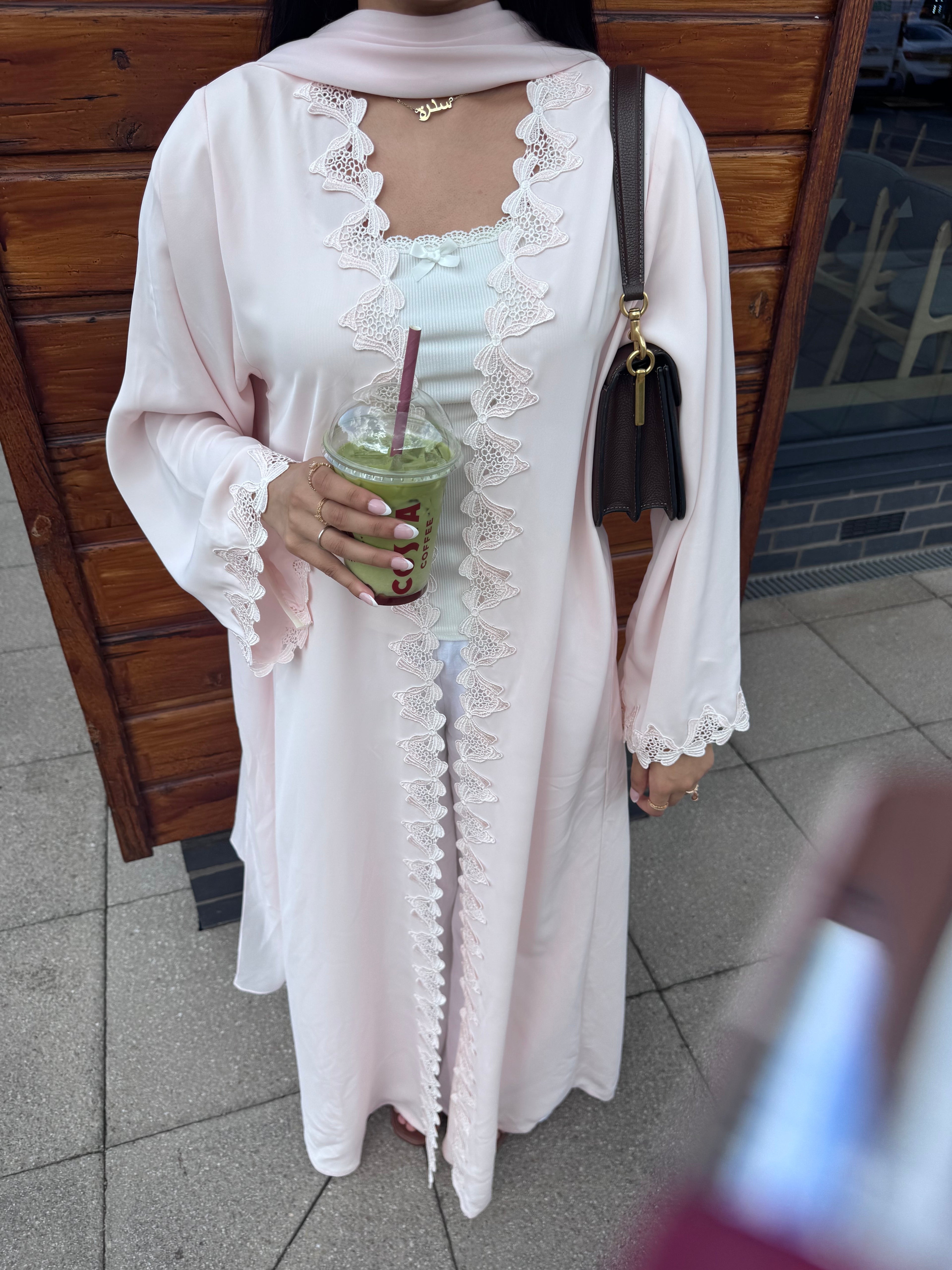 Pink blossom abaya